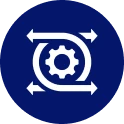 Mechanical gear with directional arrows symbol